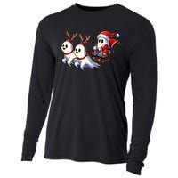 Ghost Reindeer Santa Sleigh Funny Halloween Christmas Mashup Cooling Performance Long Sleeve Crew