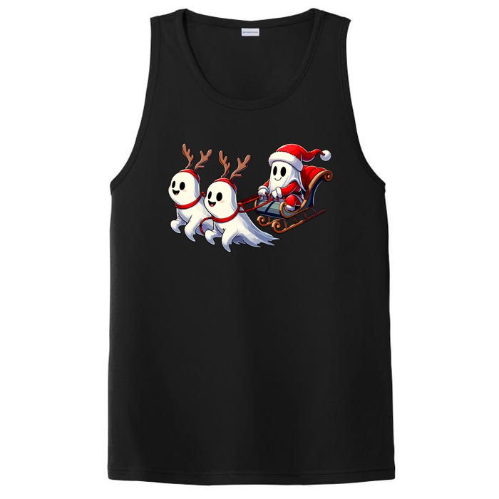 Ghost Reindeer Santa Sleigh Funny Halloween Christmas Mashup PosiCharge Competitor Tank