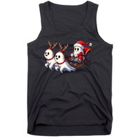 Ghost Reindeer Santa Sleigh Funny Halloween Christmas Mashup Tank Top