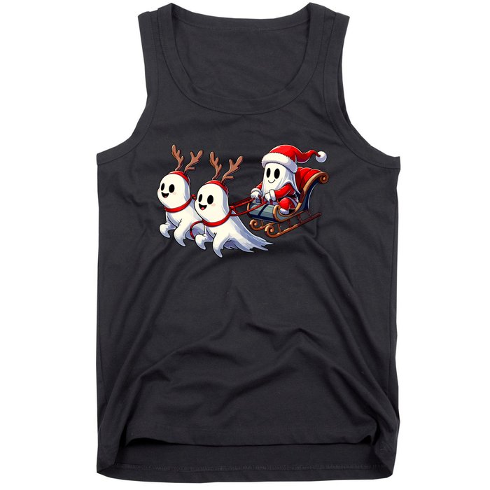 Ghost Reindeer Santa Sleigh Funny Halloween Christmas Mashup Tank Top