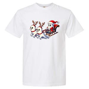 Ghost Reindeer Santa Sleigh Funny Halloween Christmas Mashup Garment-Dyed Heavyweight T-Shirt