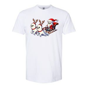 Ghost Reindeer Santa Sleigh Funny Halloween Christmas Mashup Softstyle CVC T-Shirt