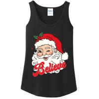 Groovy Retro Santa Claus Believe Christmas Ladies Essential Tank