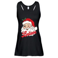 Groovy Retro Santa Claus Believe Christmas Ladies Essential Flowy Tank