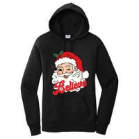 Groovy Retro Santa Claus Believe Christmas Women's Pullover Hoodie