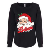 Groovy Retro Santa Claus Believe Christmas Womens California Wash Sweatshirt