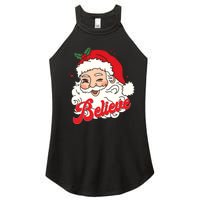 Groovy Retro Santa Claus Believe Christmas Women's Perfect Tri Rocker Tank