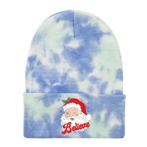 Groovy Retro Santa Claus Believe Christmas Tie Dye 12in Knit Beanie