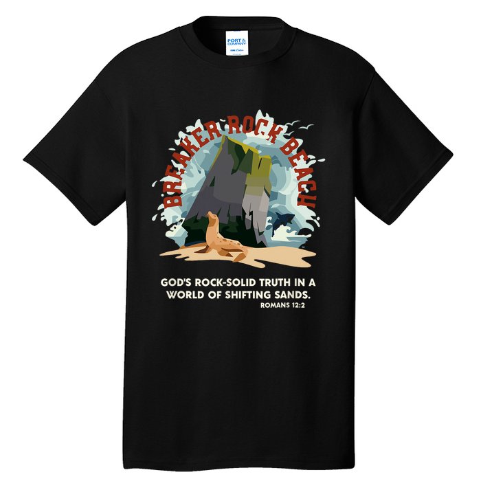 GodS Rock Solid Breaker Rock Beach Vbs 2024 Christian Tall T-Shirt