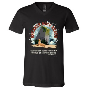 GodS Rock Solid Breaker Rock Beach Vbs 2024 Christian V-Neck T-Shirt