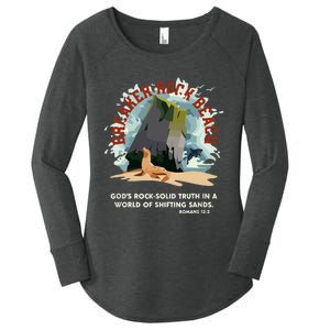 GodS Rock Solid Breaker Rock Beach Vbs 2024 Christian Women's Perfect Tri Tunic Long Sleeve Shirt