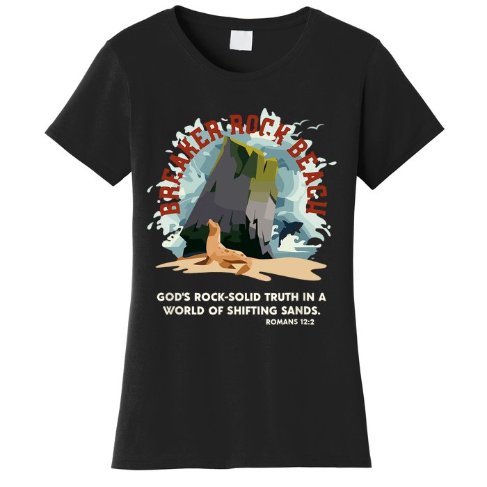 GodS Rock Solid Breaker Rock Beach Vbs 2024 Christian Women's T-Shirt