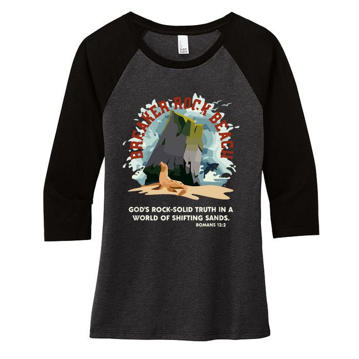 GodS Rock Solid Breaker Rock Beach Vbs 2024 Christian Women's Tri-Blend 3/4-Sleeve Raglan Shirt