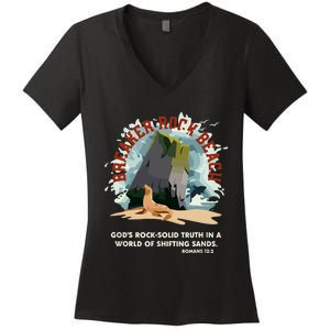 GodS Rock Solid Breaker Rock Beach Vbs 2024 Christian Women's V-Neck T-Shirt