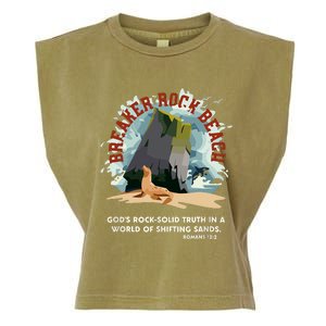 GodS Rock Solid Breaker Rock Beach Vbs 2024 Christian Garment-Dyed Women's Muscle Tee