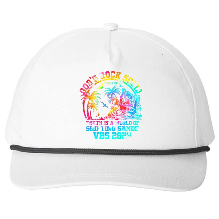 Gods Rock Solid Breaker Rock Beach Vbs 2024 Christian Snapback Five-Panel Rope Hat