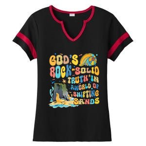 GodS Rock Solid Breaker Rock Beach Vbs 2024 Christian Trending Design Ladies Halftime Notch Neck Tee