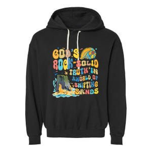 GodS Rock Solid Breaker Rock Beach Vbs 2024 Christian Trending Design Garment-Dyed Fleece Hoodie