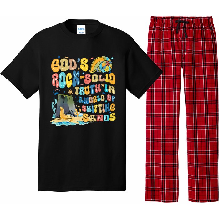 GodS Rock Solid Breaker Rock Beach Vbs 2024 Christian Trending Design Pajama Set