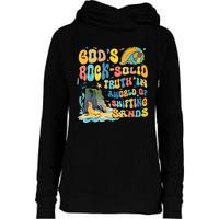 GodS Rock Solid Breaker Rock Beach Vbs 2024 Christian Trending Design Womens Funnel Neck Pullover Hood