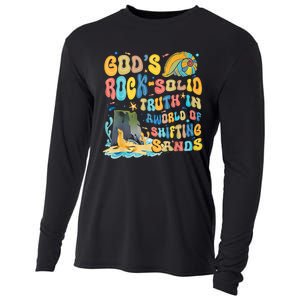 GodS Rock Solid Breaker Rock Beach Vbs 2024 Christian Trending Design Cooling Performance Long Sleeve Crew