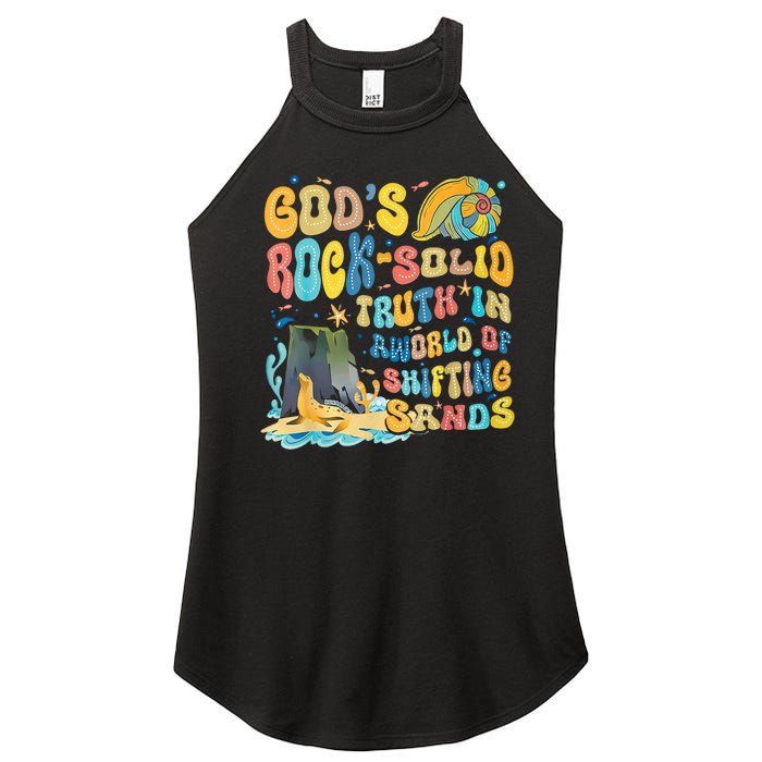 GodS Rock Solid Breaker Rock Beach Vbs 2024 Christian Trending Design Women's Perfect Tri Rocker Tank