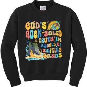 GodS Rock Solid Breaker Rock Beach Vbs 2024 Christian Trending Design Kids Sweatshirt