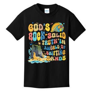 GodS Rock Solid Breaker Rock Beach Vbs 2024 Christian Trending Design Kids T-Shirt