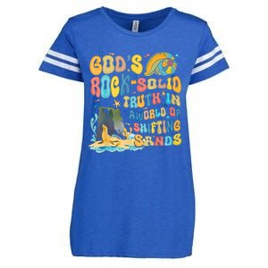 GodS Rock Solid Breaker Rock Beach Vbs 2024 Christian Trending Design Enza Ladies Jersey Football T-Shirt