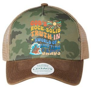 GodS Rock Solid Breaker Rock Beach Vbs 2024 Christian Legacy Tie Dye Trucker Hat