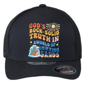 GodS Rock Solid Breaker Rock Beach Vbs 2024 Christian Flexfit Unipanel Trucker Cap