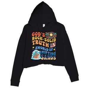 GodS Rock Solid Breaker Rock Beach Vbs 2024 Christian Crop Fleece Hoodie