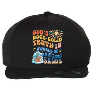 GodS Rock Solid Breaker Rock Beach Vbs 2024 Christian Wool Snapback Cap