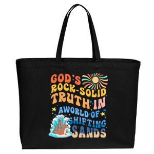 GodS Rock Solid Breaker Rock Beach Vbs 2024 Christian Cotton Canvas Jumbo Tote