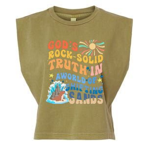 GodS Rock Solid Breaker Rock Beach Vbs 2024 Christian Garment-Dyed Women's Muscle Tee