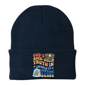 GodS Rock Solid Breaker Rock Beach Vbs 2024 Christian Knit Cap Winter Beanie