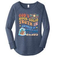 GodS Rock Solid Breaker Rock Beach Vbs 2024 Christian Women's Perfect Tri Tunic Long Sleeve Shirt