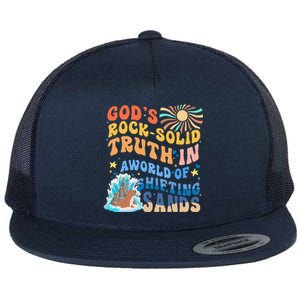 GodS Rock Solid Breaker Rock Beach Vbs 2024 Christian Flat Bill Trucker Hat