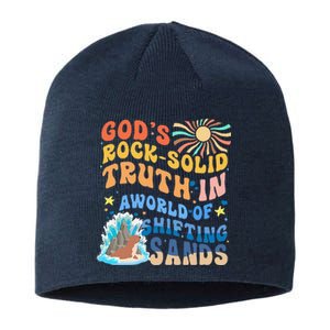 GodS Rock Solid Breaker Rock Beach Vbs 2024 Christian Sustainable Beanie