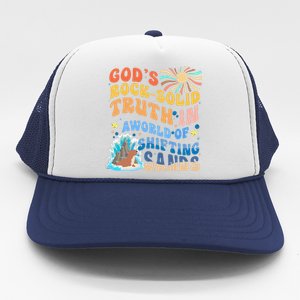 GodS Rock Solid Breaker Rock Beach Vbs 2024 Christian Trucker Hat