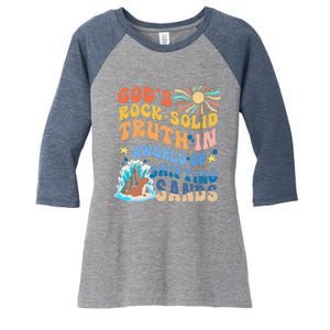 GodS Rock Solid Breaker Rock Beach Vbs 2024 Christian Women's Tri-Blend 3/4-Sleeve Raglan Shirt