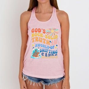 GodS Rock Solid Breaker Rock Beach Vbs 2024 Christian Women's Knotted Racerback Tank