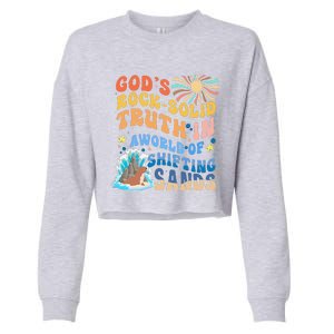 GodS Rock Solid Breaker Rock Beach Vbs 2024 Christian Cropped Pullover Crew