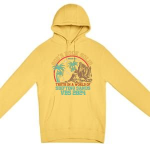 GodS Rock Solid Truth In A World Of Shifting Sands Vacation Premium Pullover Hoodie