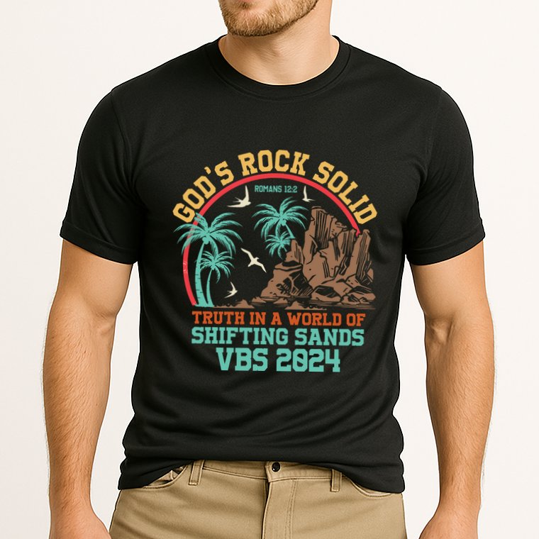 GodS Rock Solid Truth In A World Of Shifting Sands Vacation Performance Shirt