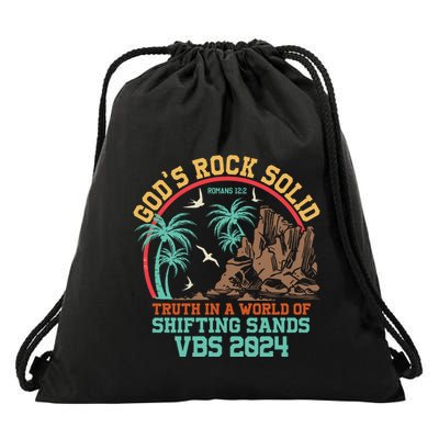 GodS Rock Solid Truth In A World Of Shifting Sands Vacation Drawstring Bag