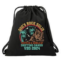 GodS Rock Solid Truth In A World Of Shifting Sands Vacation Drawstring Bag