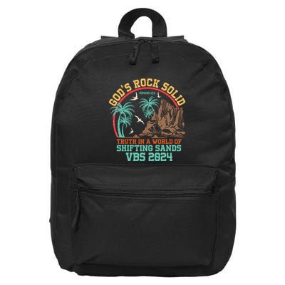 GodS Rock Solid Truth In A World Of Shifting Sands Vacation 16 in Basic Backpack