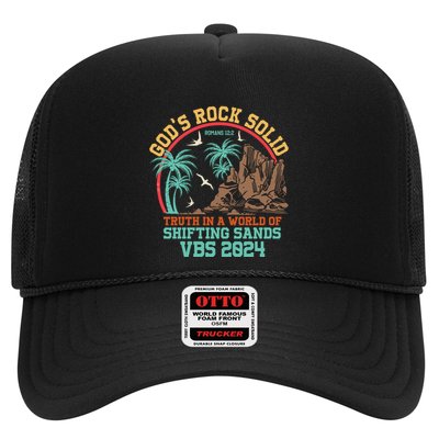 GodS Rock Solid Truth In A World Of Shifting Sands Vacation Trucker Hat