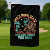 GodS Rock Solid Truth In A World Of Shifting Sands Vacation Golf Towel